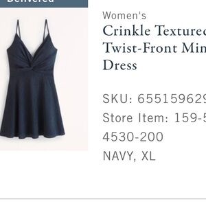Abercrombie & Fitch Crinkle Textured Twist-Front Mini
Dress